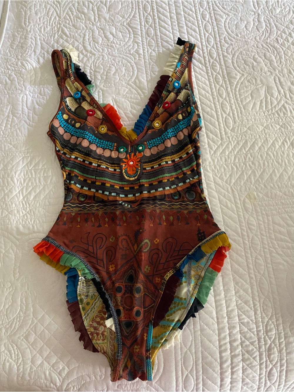 Jean Paul Gaultier Brown Multi-Color Patterned One-Piece Swimsuit - Picture 2 of 14